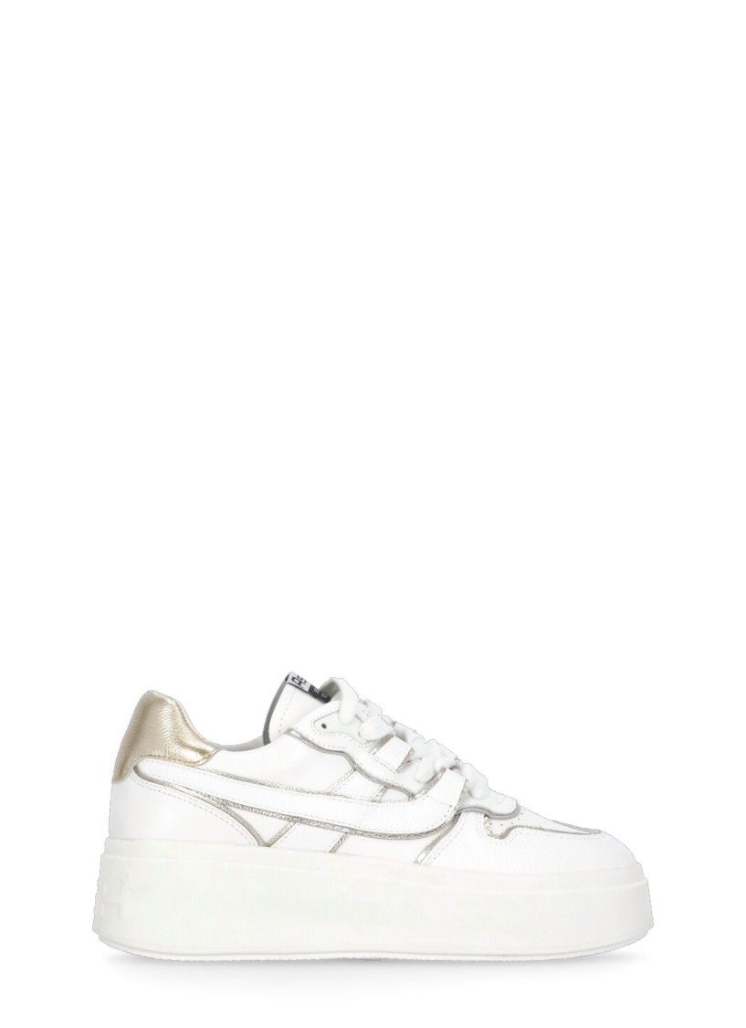Ash Low Top Leather Match Sneakers Metallic Platform In White
