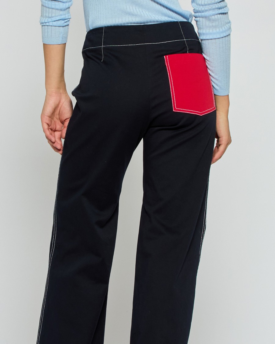 Serena Bute Flare Trouser With Contrast Pockets - Dark Navy