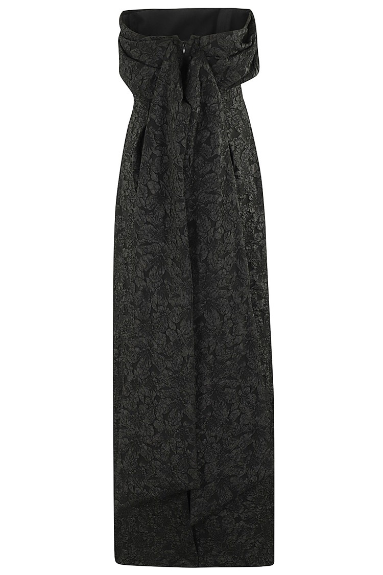 Shop Simkhai Ariana Sl Draped Gown Dress In Black