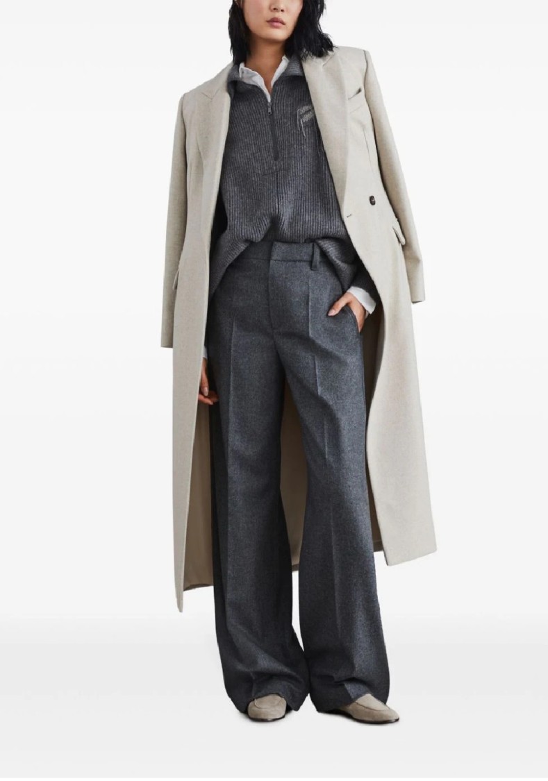 Brunello Cucinelli Wide-leg Tailored Trousers With Front Pleats In Blue
