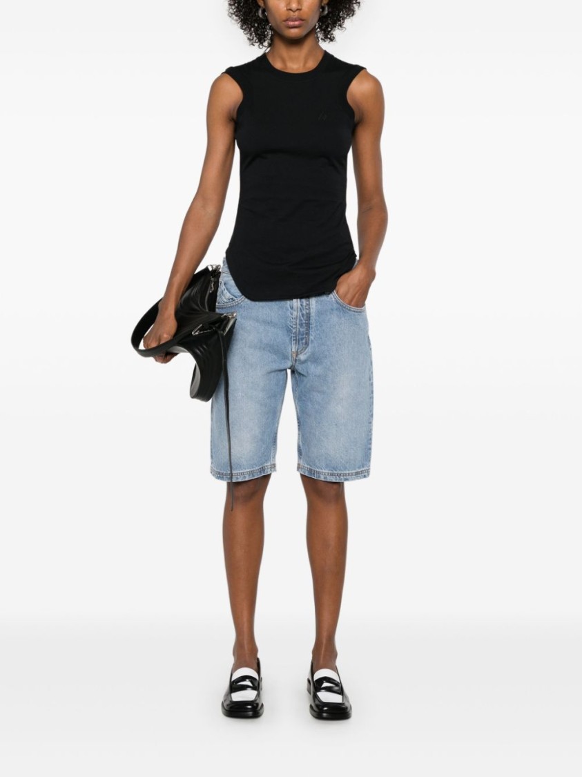Attico Mirna Cutout Asymmetric Sleeveless Dress In Black