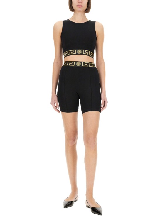 ブラジャー VERSACE CROP TOP WITH GREEK BORDER (1015878 1A111431B000) Greca Border cropped tank top in black - Versace | Mytheresa