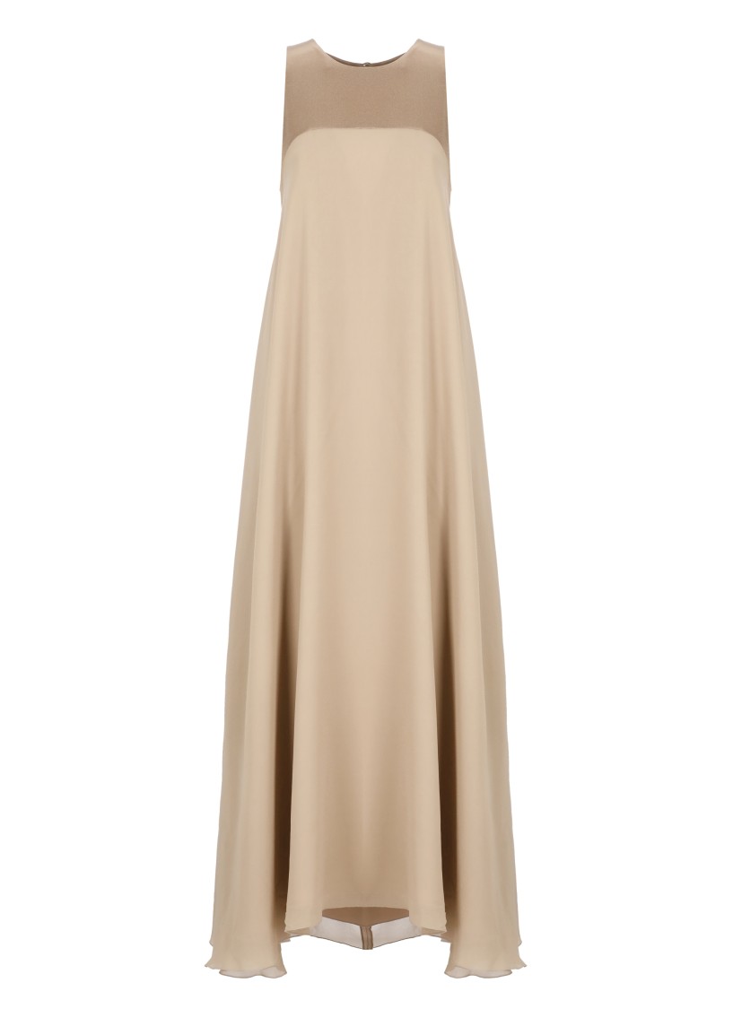 Antonelli Round-neck Sleeveless Dress In Brown