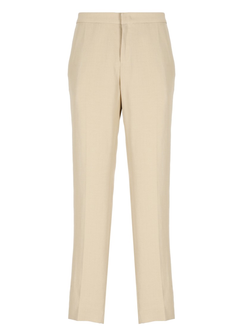 Fabiana Filippi Beige Viscose And Linen Pants