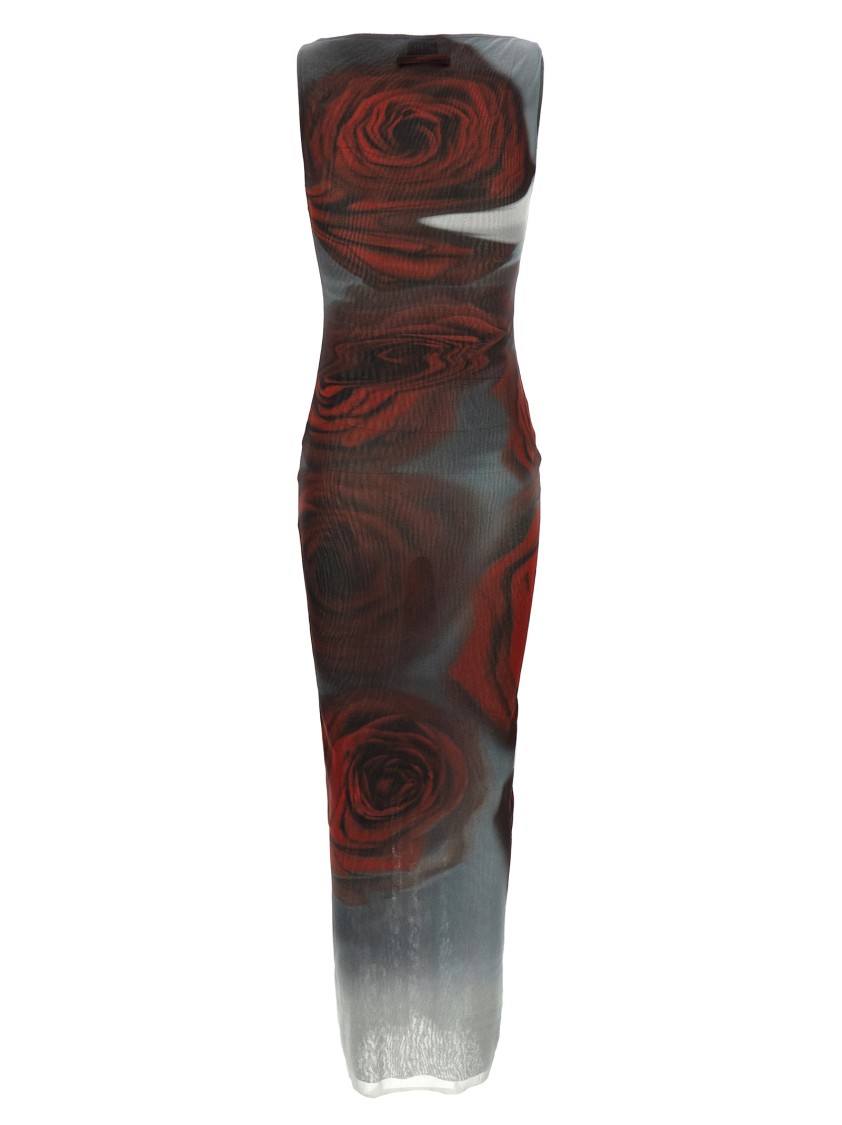 Jean Paul Gaultier The Long Red Blurry Tulle Maxi Dress In Red