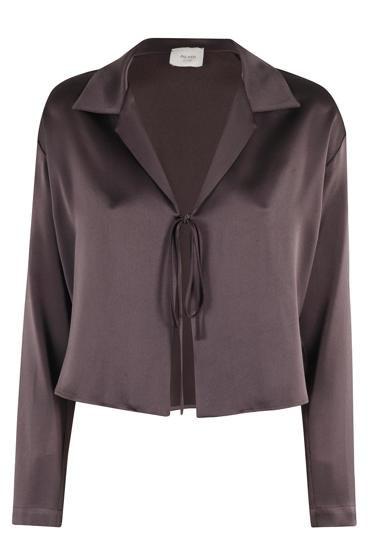ALYSI ALYSI LIQUID SATIN SHIRT WITH STRAPS