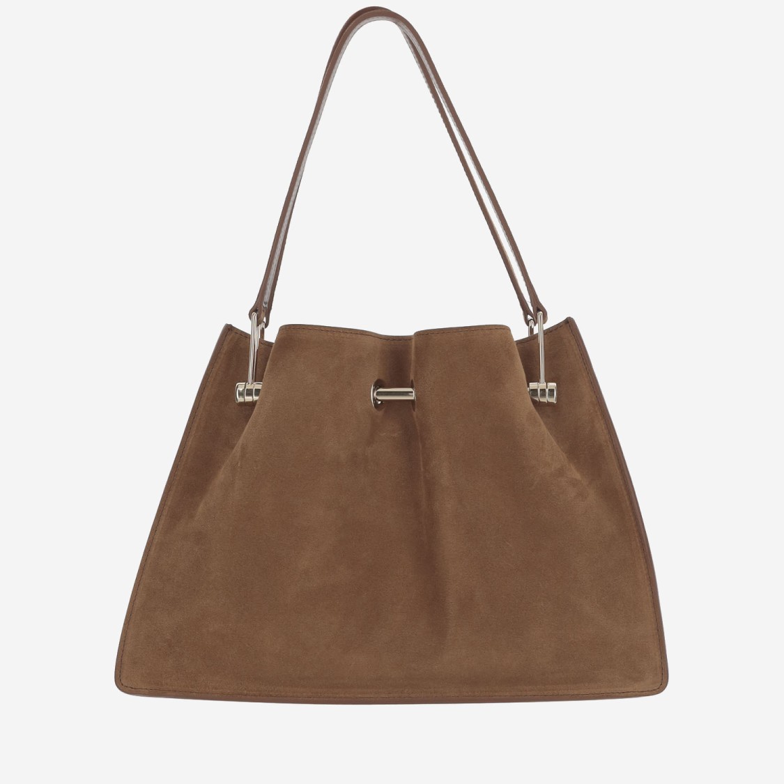 Giorgio Armani Small Suede Shopper Bag In Brown