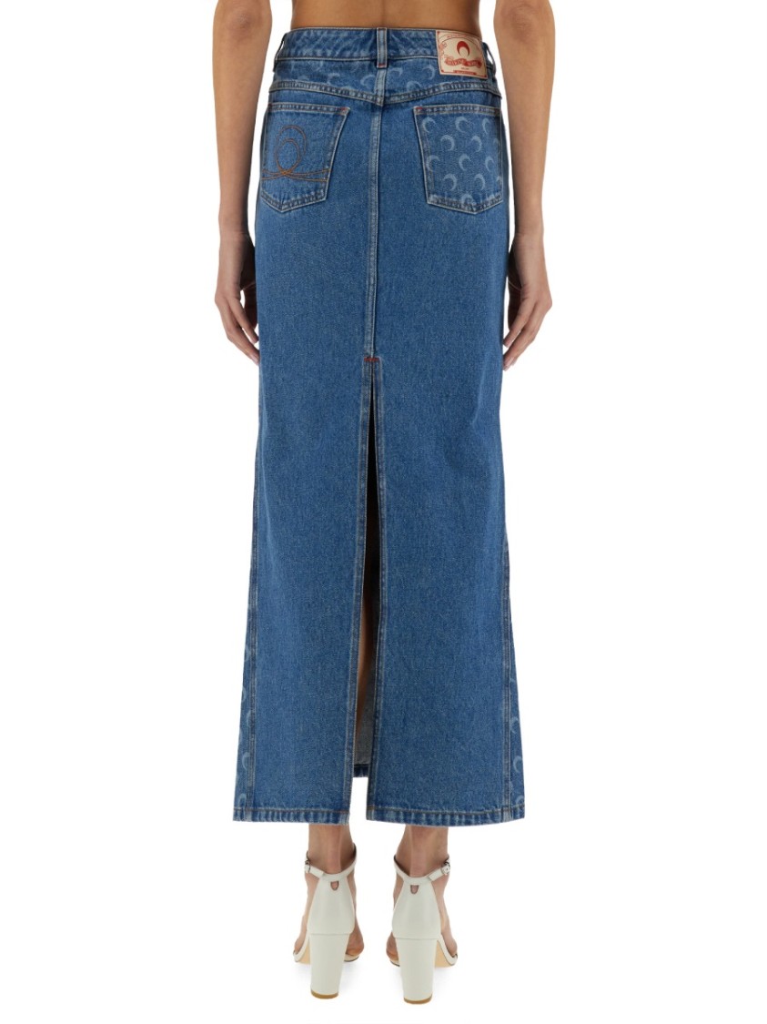 Marine Serre Crescent-moon-print Maxi Skirt In Blue