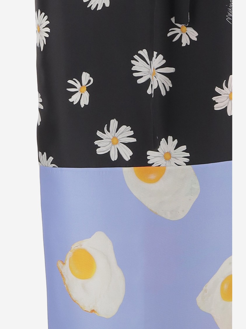 Moschino Long Wrap Skirt With Floral And Egg Print