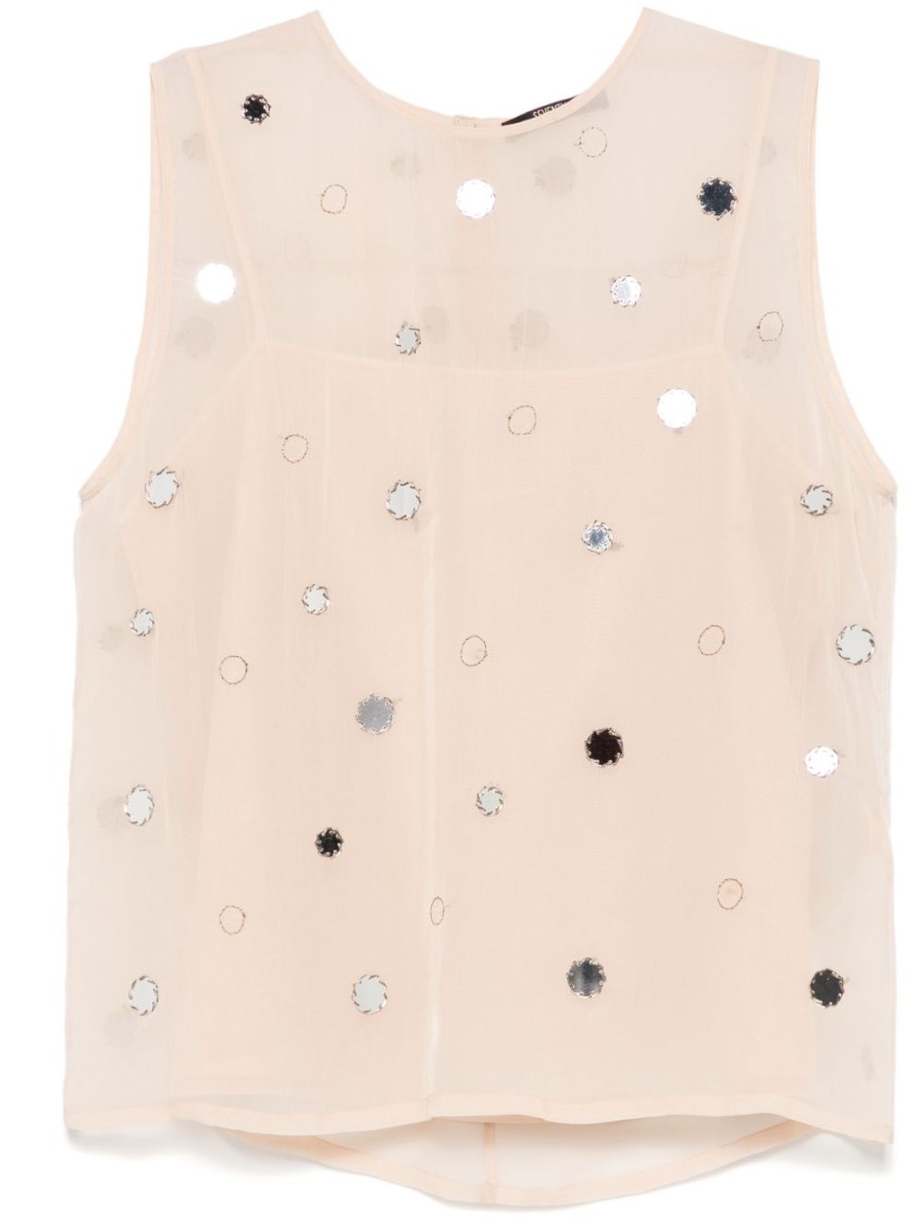 Seventy Sergio Tegon Sheer Sequined Sleeveless Top With Relaxed Fit