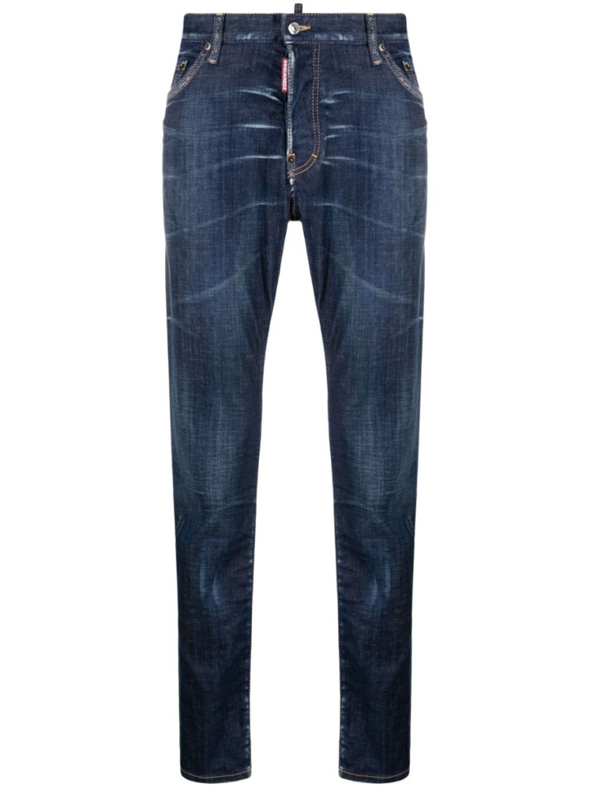 Dsquared2 Navy Blue Slim-fit Jeans In Black