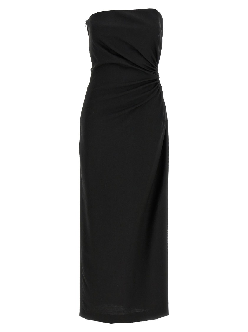 Max Mara Wool-mohair-silk Bustier Maxi Dress In Black
