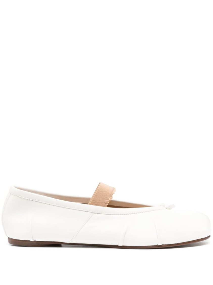 Maison Margiela Ivory Lamb Leather Ballerinas With Delicate Instep Strap