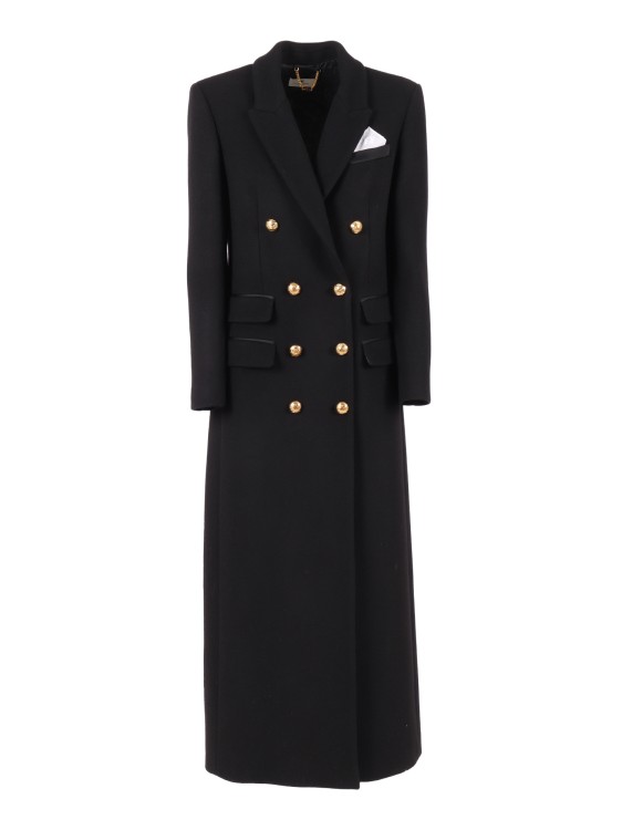 ELISABETTA FRANCHI ブラックロングコート Elisabetta Franchi Woman Trench in Technical Jacquard Fabric