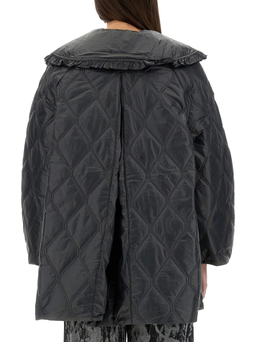 Ganni Womens Black Sand Shiny Quilted Recycled-nylon Jacket In Black