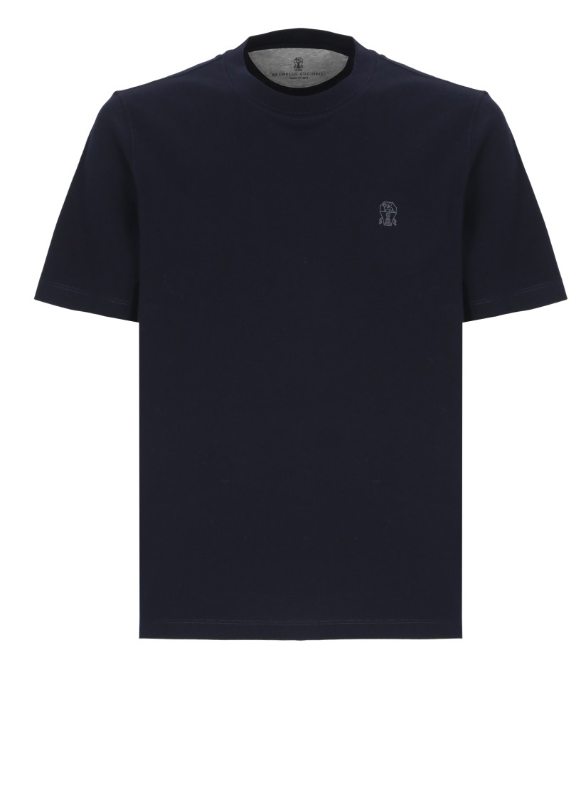 Brunello Cucinelli Signature Logo Cotton T-shirt In Black