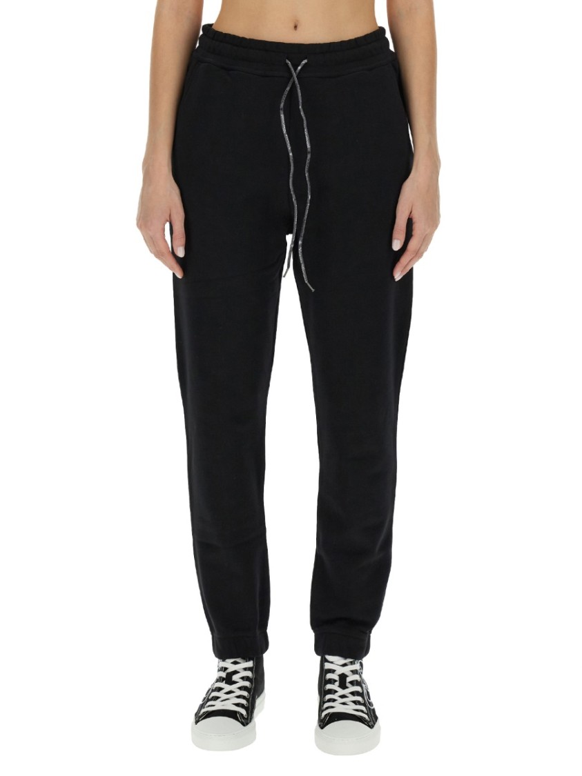 Vivienne Westwood Women Jogging Pants With Spray Print Orb In Black
