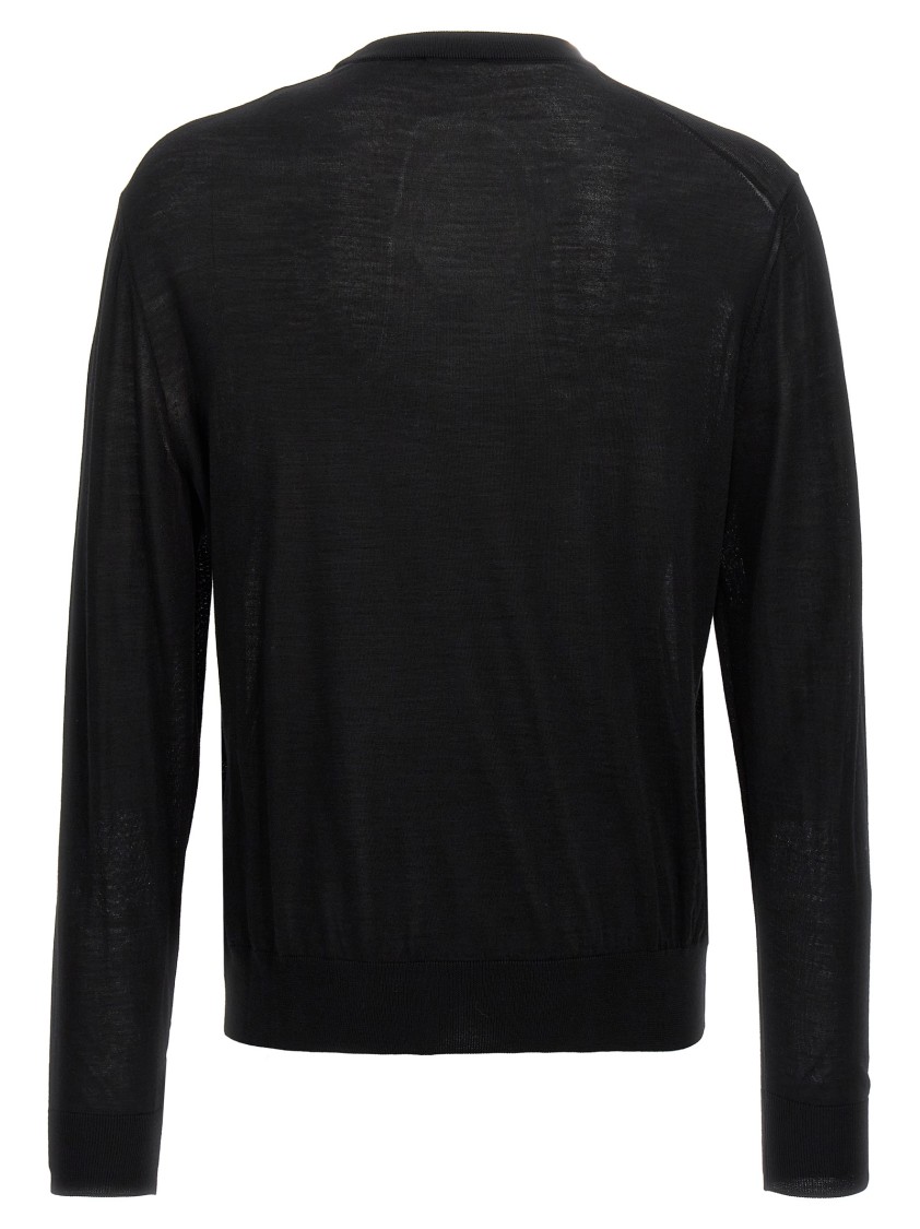 Moncler Knit Logo Sweater Intarsia In Black