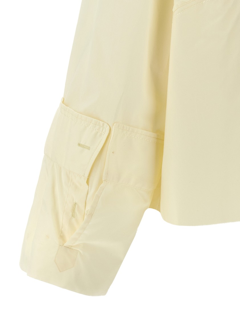 Mm6 Maison Margiela Mm6 By Maison Margiela Cotton Shirt With Front Logo Print In Neutral