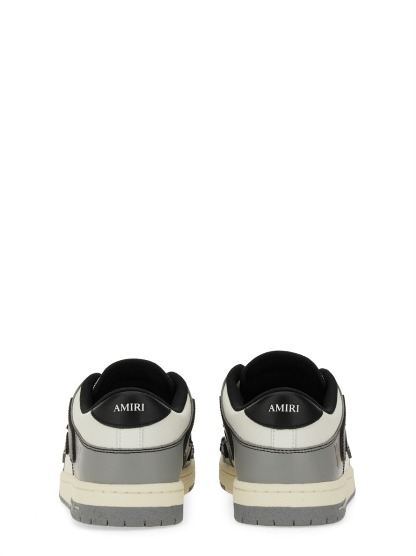 Amiri Varsity Skel Top Low Sneakers In Grey Leather In Black