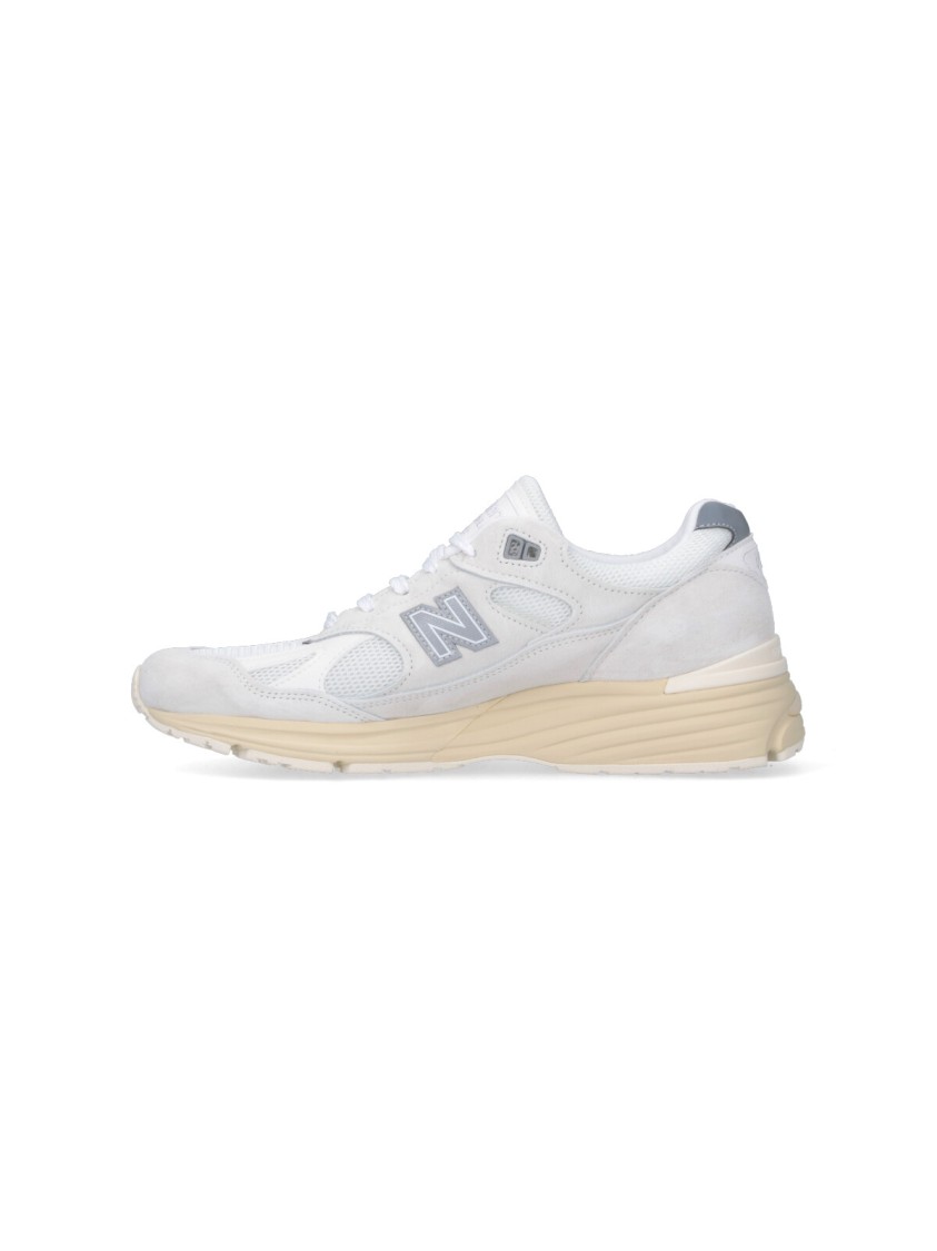 New Balance Sporty Pigskin And Mesh Sneakers With Cushioned Sole In White