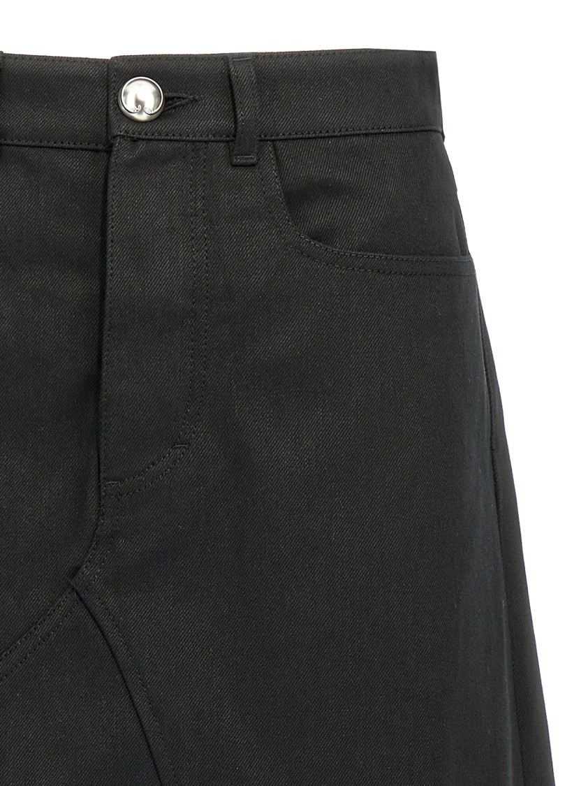 Jil Sander Flared Black Cotton Canvas Midi Skirt