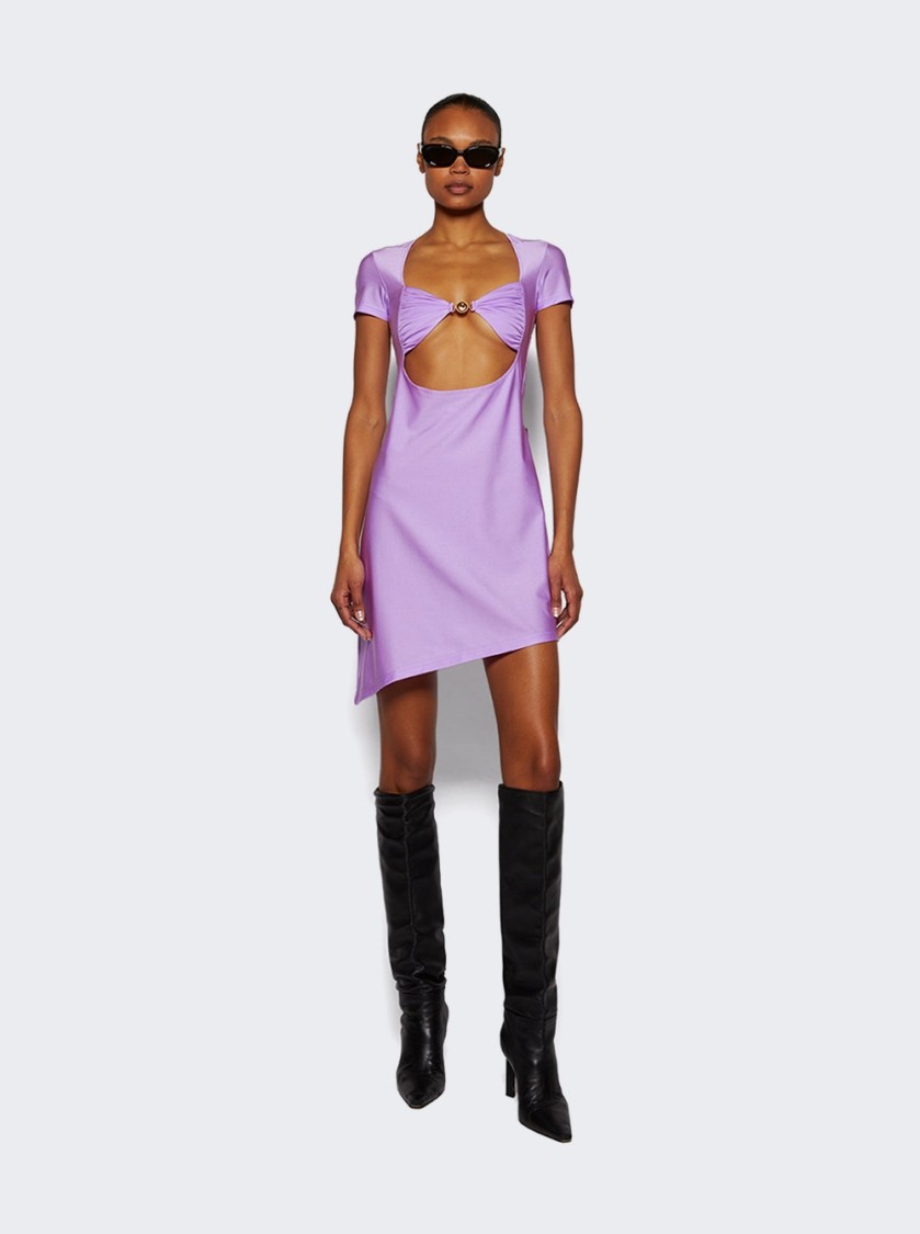 Marine Serre Draped Jersey Open Chest Dress Sweet Lilac In Purple
