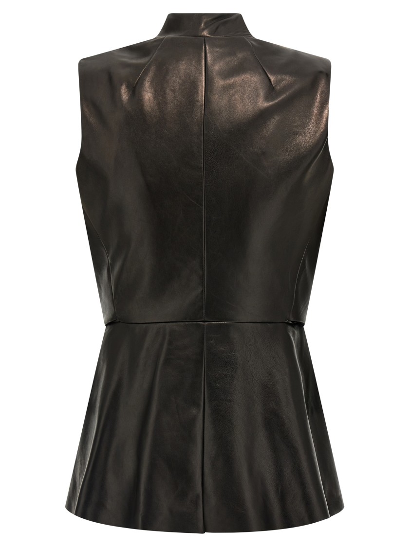 Rick Owens Nappa Leather Vest With Flared Silhouette In Black