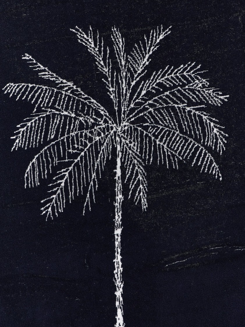 Jacquemus Cruise Towel With Embroidered Palm Tree And Star Motif In Blue
