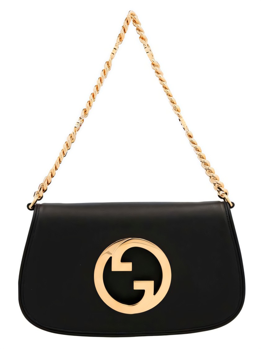 Gucci Structured Black Crossbody Bag With Gold-tone Emblem