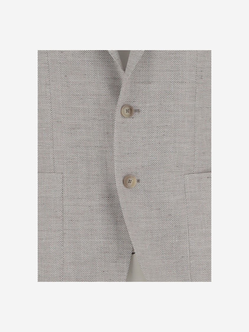 Tagliatore Linen Blend Single-breasted Jacket In Grey