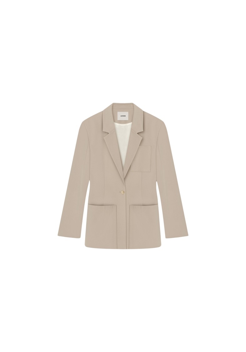Shop Aeron Mila - Waisted Blazer With Oversized Pockets In Neutrals