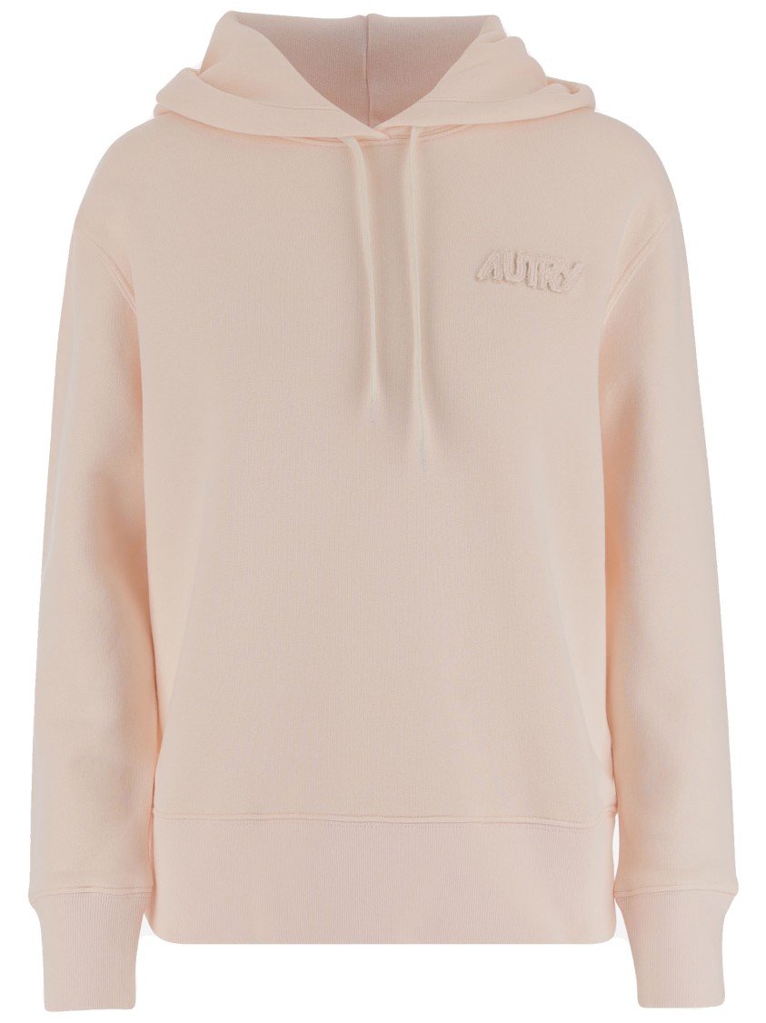Autry Hooded Sweatshirt With Logo Embroidery And Elasticized Edges In Pink
