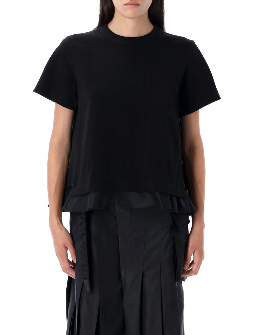 Sacai Cotton-nylon Blend T-shirt In Black