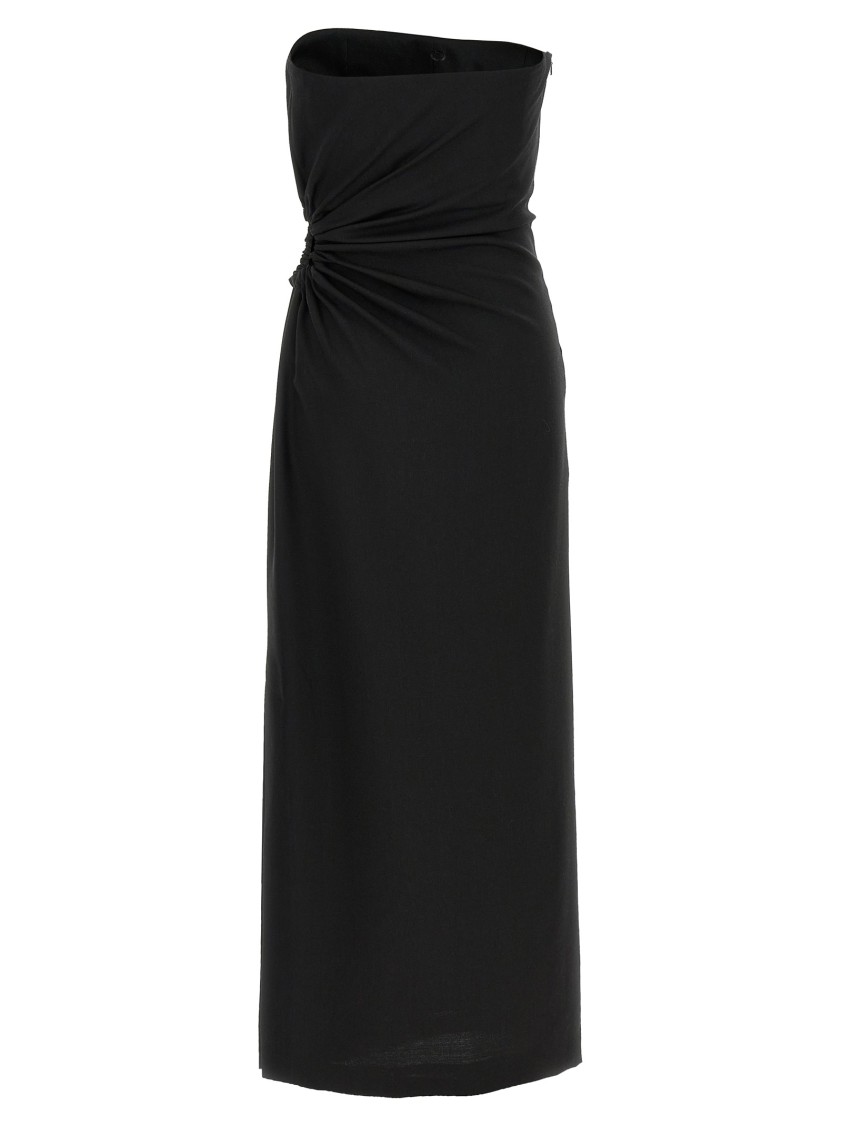 Max Mara Wool-mohair-silk Bustier Maxi Dress In Black