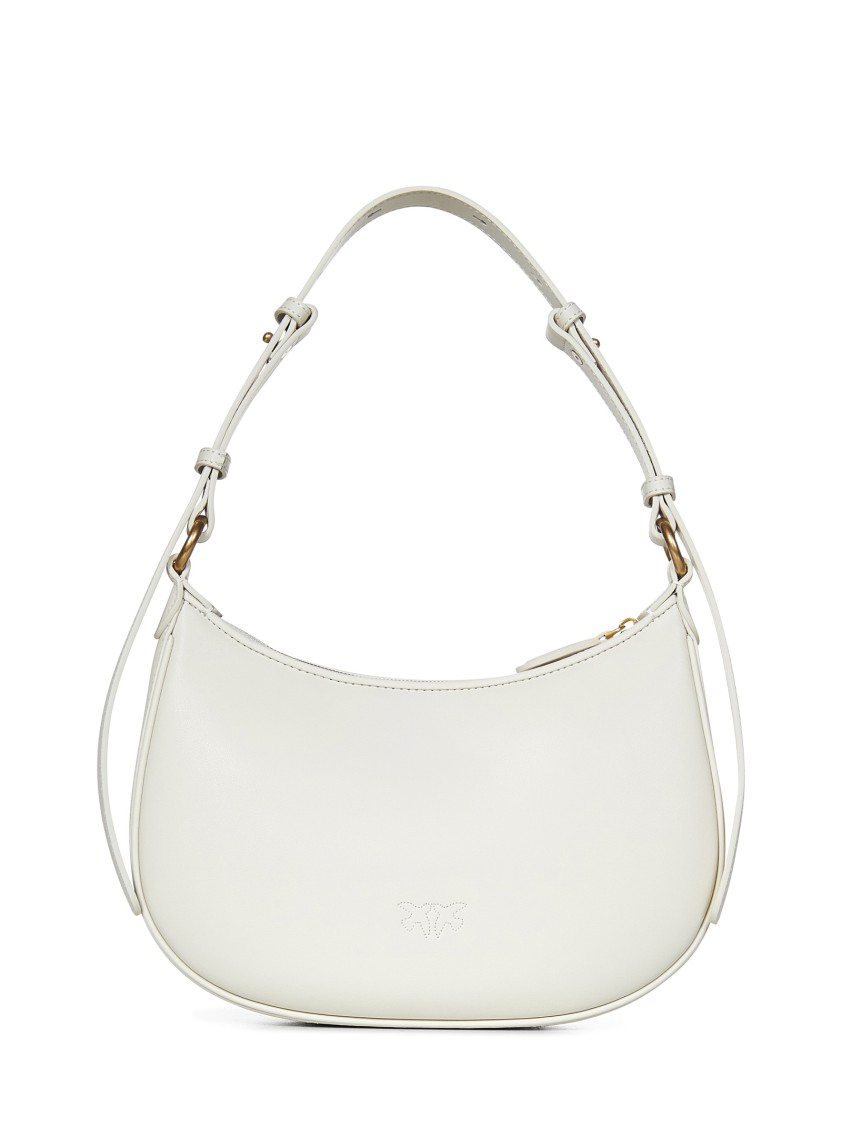 PINKO PINKO SILKY WHITE LEATHER MINI LOVE BAG HALF MOON 