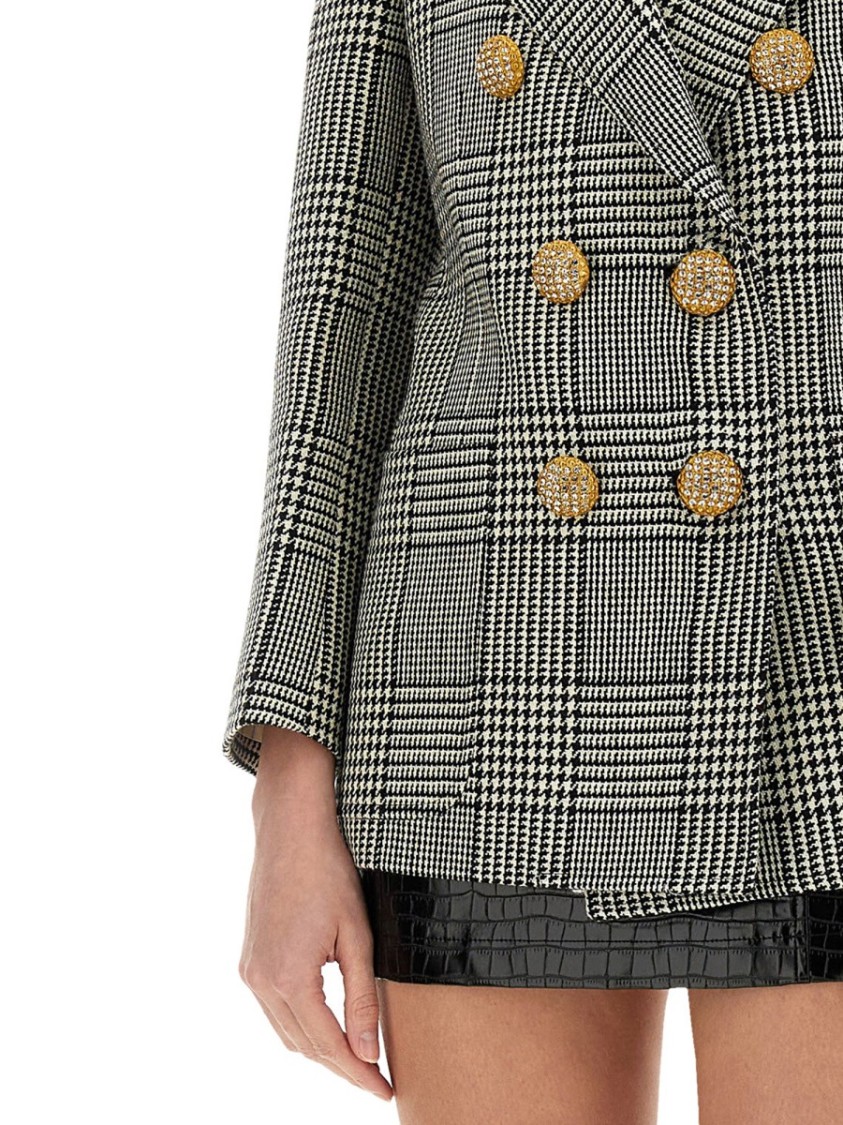 Shop Valentino Double-breasted Houndstooth Wool Jacket