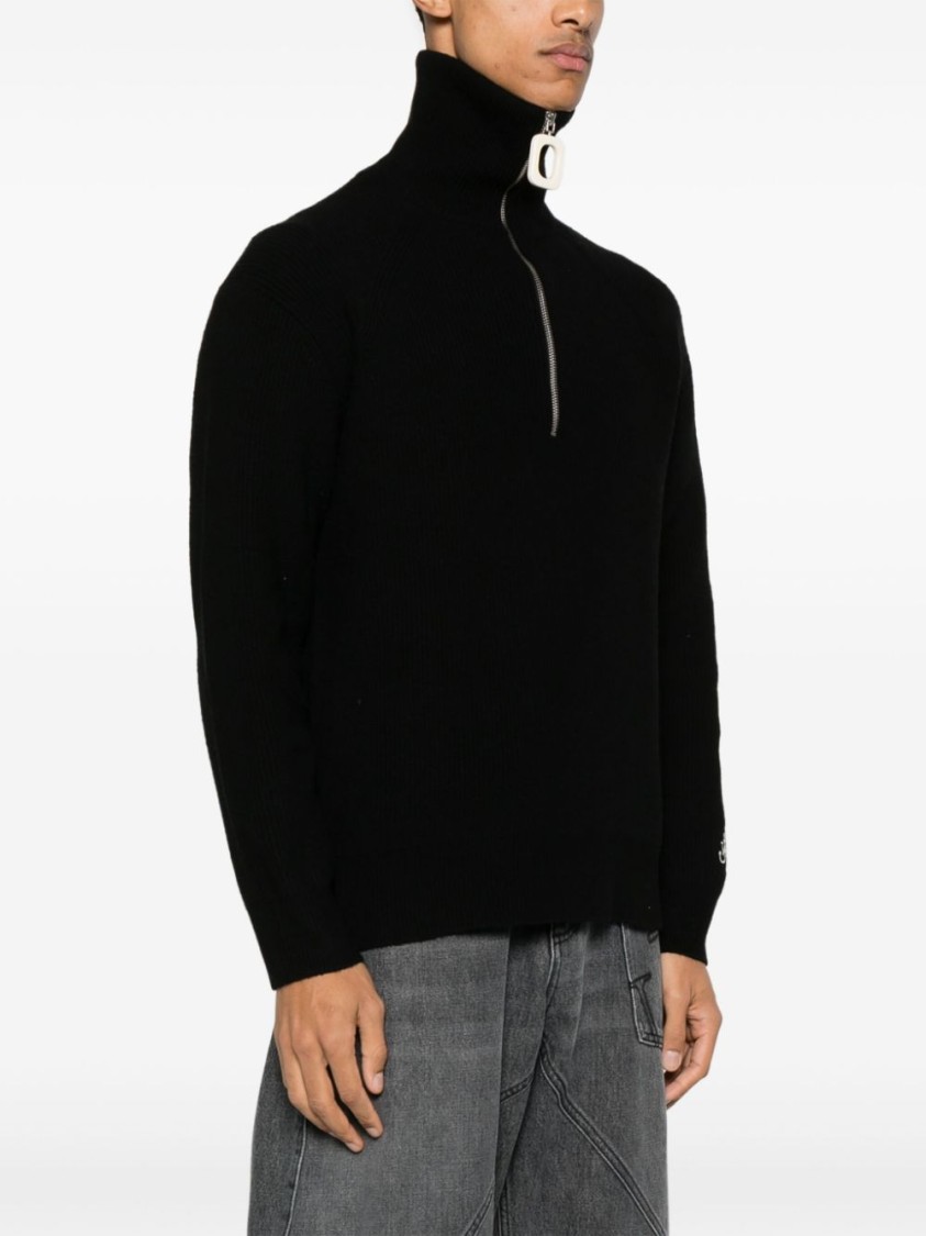 Jw Anderson J. W. Anderson High Neck Jacket With Distinctive Logo Print In Black