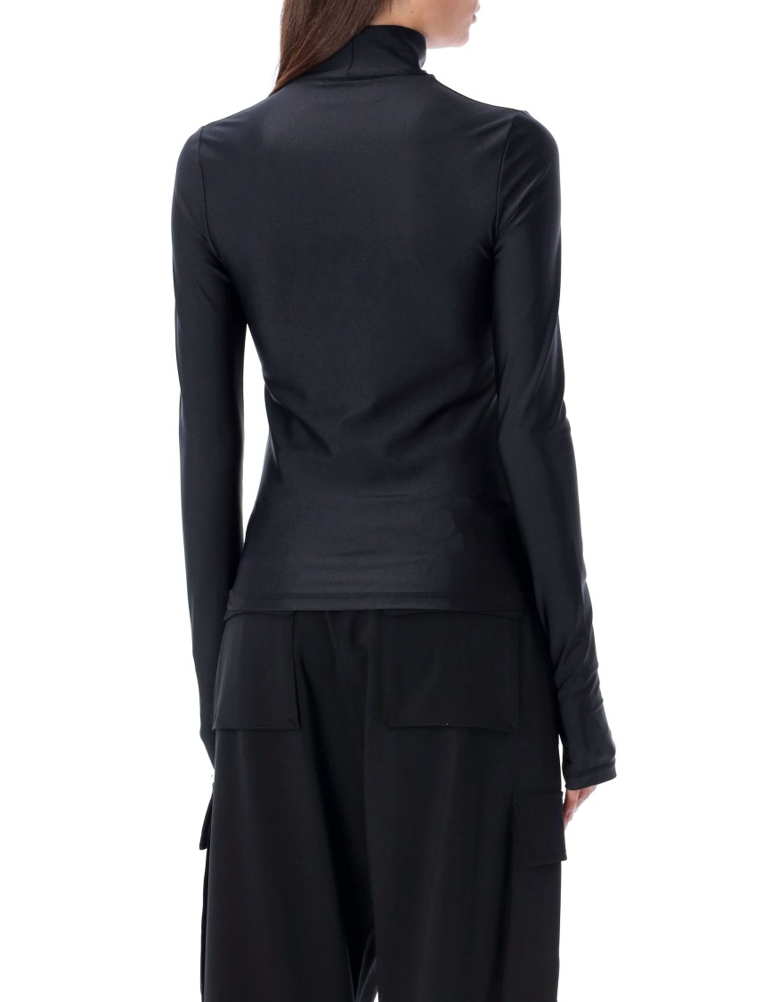 Coperni Black Tight High Neck Long Sleeve T-shirt In Brown