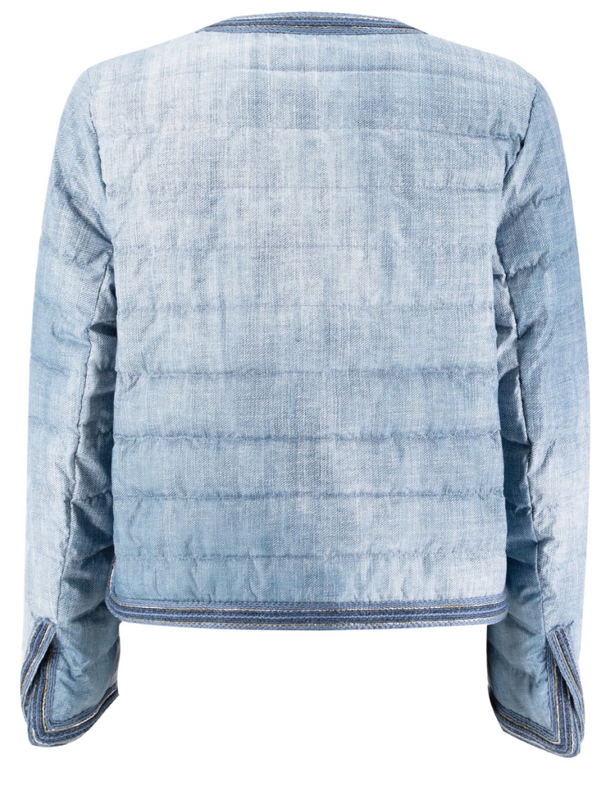 Ermanno Scervino Long Sleeve Quilted Downcoat With Denim Look