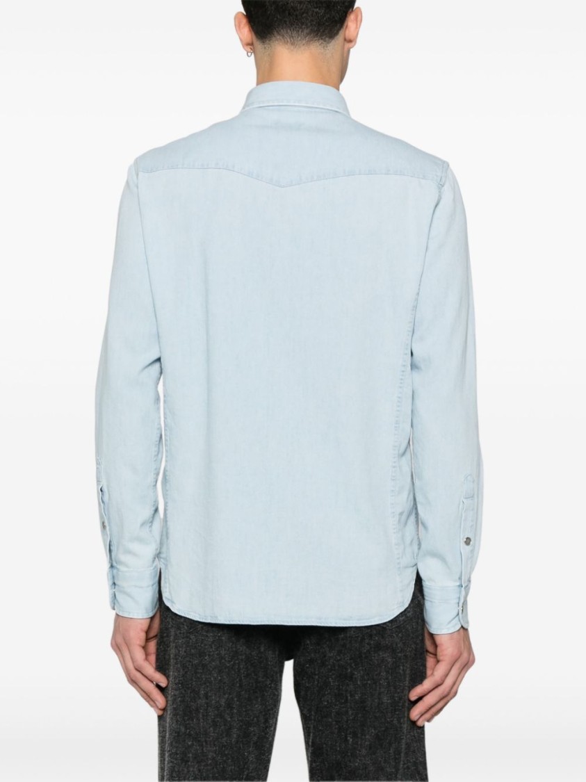 Shop Tom Ford Light Blue Cotton Shirt