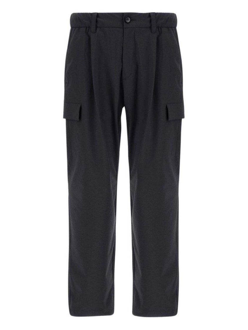 Herno Anthracite Trousers With Cargo Pockets And Belt Loops In Black