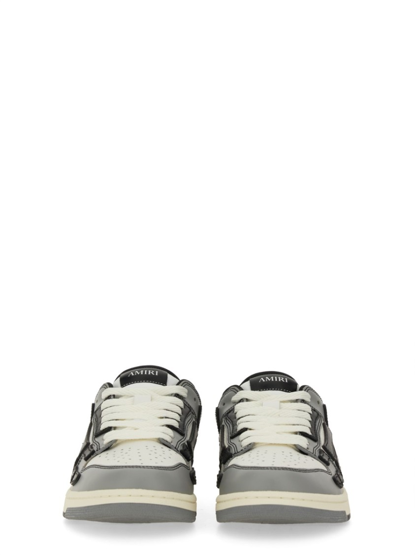 Amiri Varsity Skel Top Low Sneakers In Grey Leather In Black