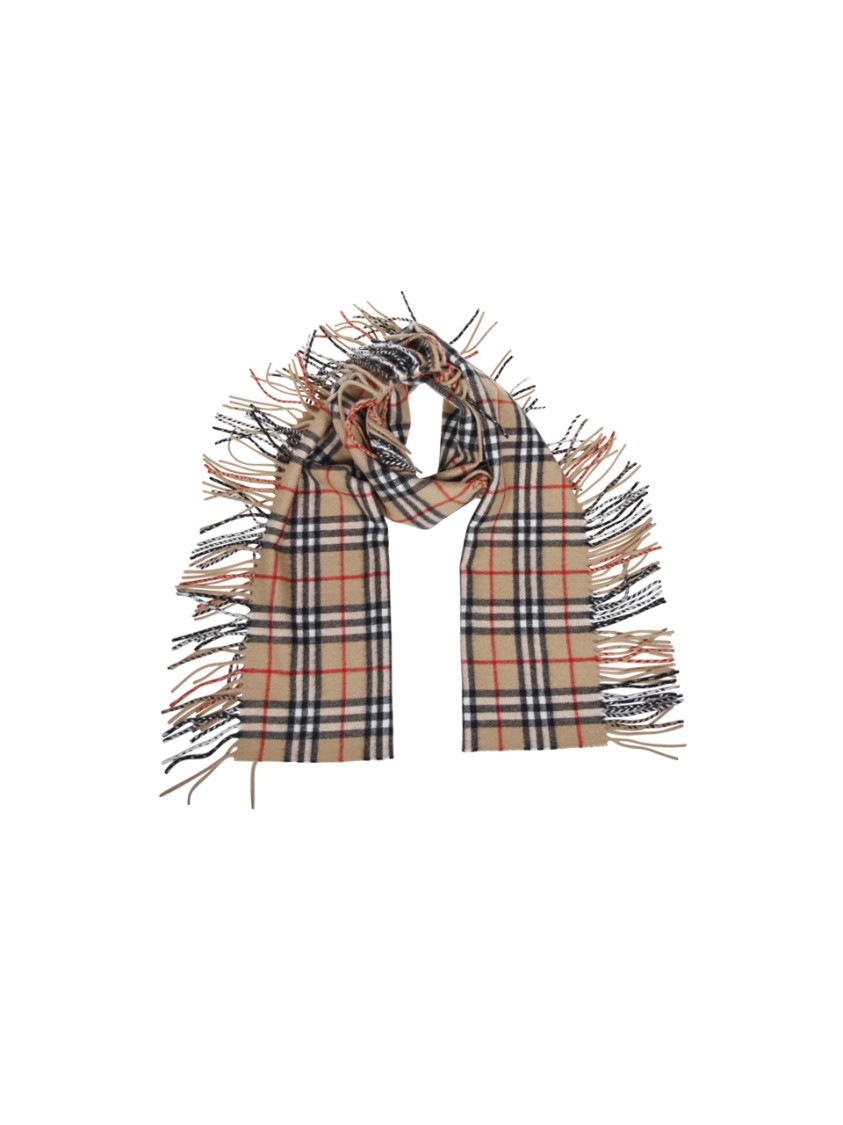 Burberry Cashmere Check Pattern Scarf In Neutrals