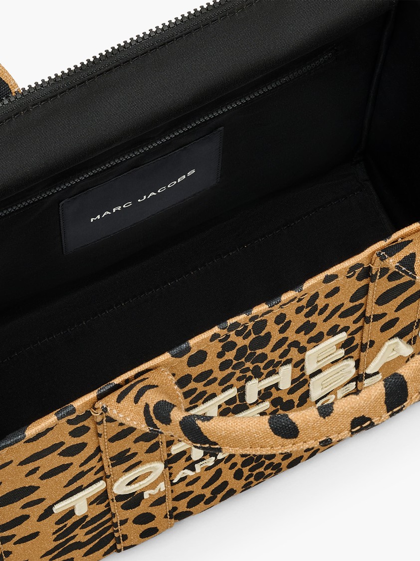 Marc Jacobs The Medium Cheetah Canvas Tote Bag In Black