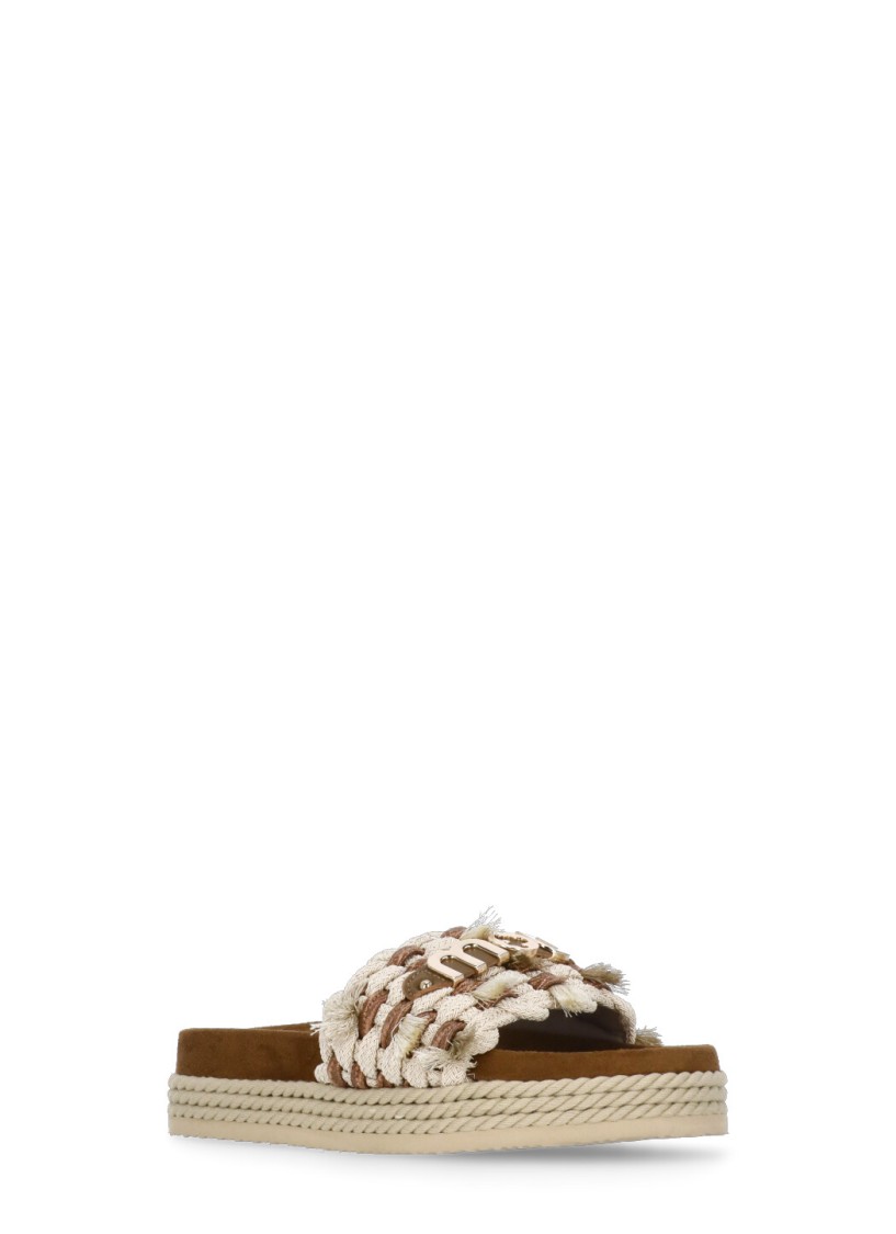 Shop Mou Beige Monoband Rope Sandals