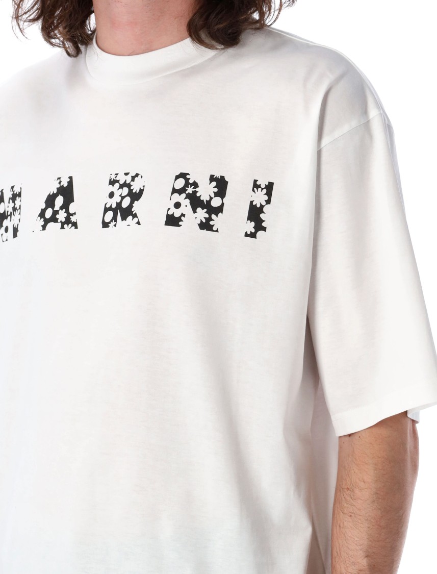 Shop Marni Pop Fields Logo T-shirt In White