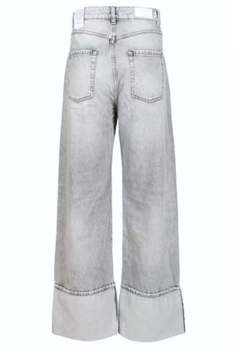 Icon Denim Mid-rise Wide Leg Kiki Jeans In Gray