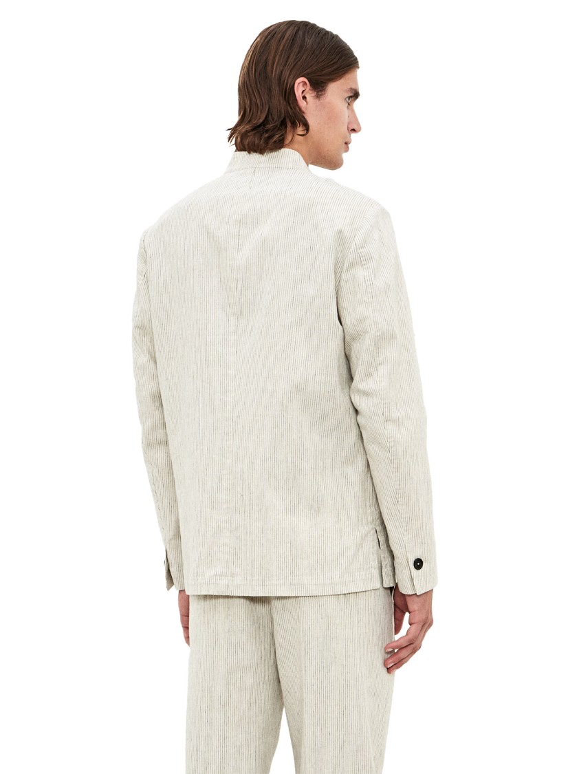 Massimo Alba Linen-cotton Blend Beige Jacket With Guru Collar