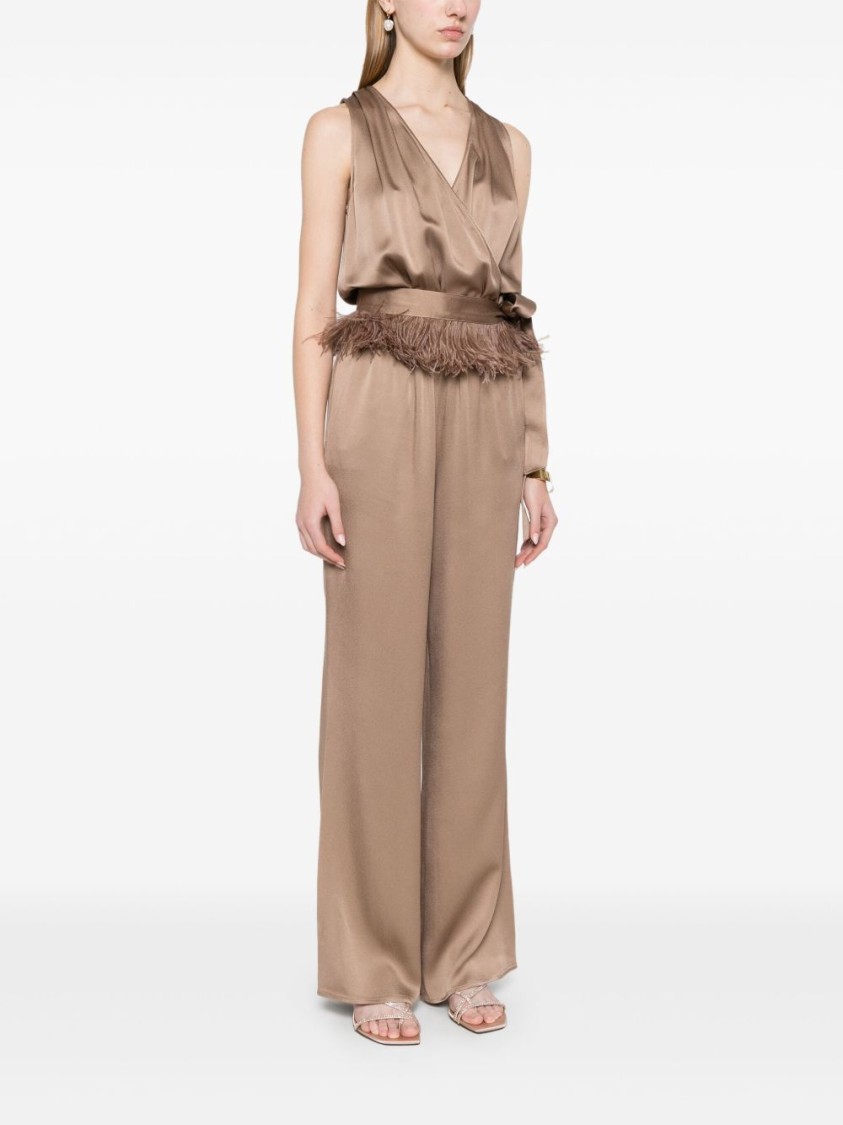 Antonelli Wrap Design Jumpsuit With Feather Details